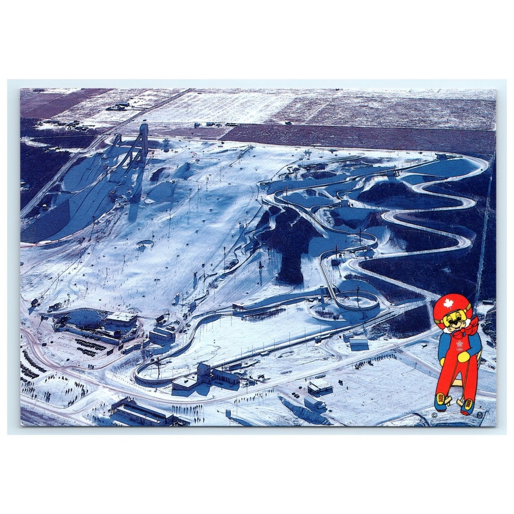Postcard Canada Olympic Park 1988 Calgary Games Aerial Luge Bobsled Ski Jumps